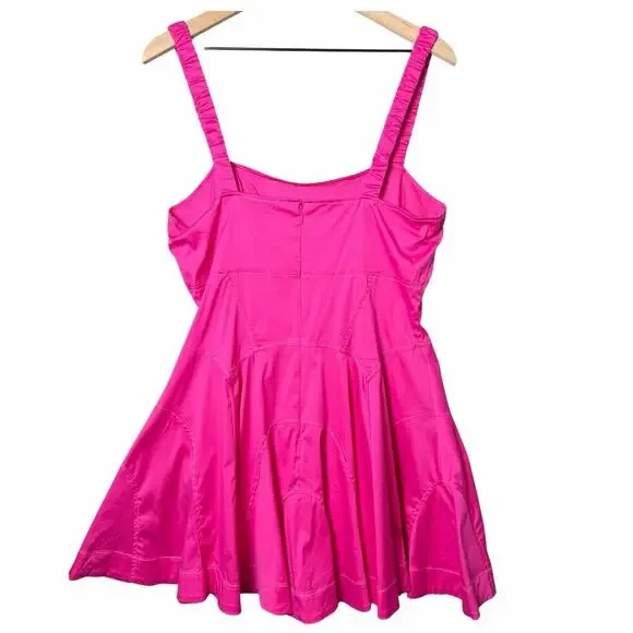 By Anthropologie Plunge Drop-waist A-line Mini Dress Pink RN#66170 Size L - Picture 2 of 10